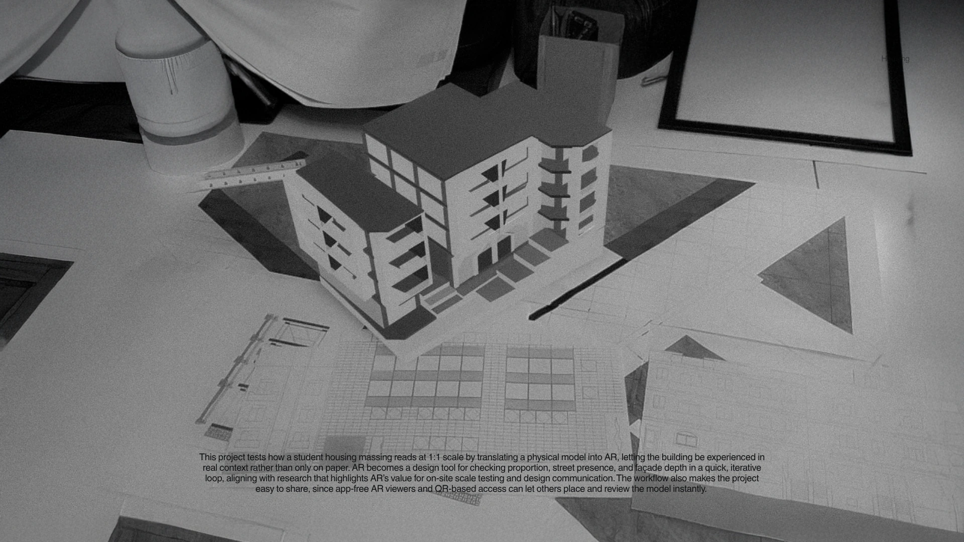 1:1 test. Augmented reality makes façade depth present at street scale.