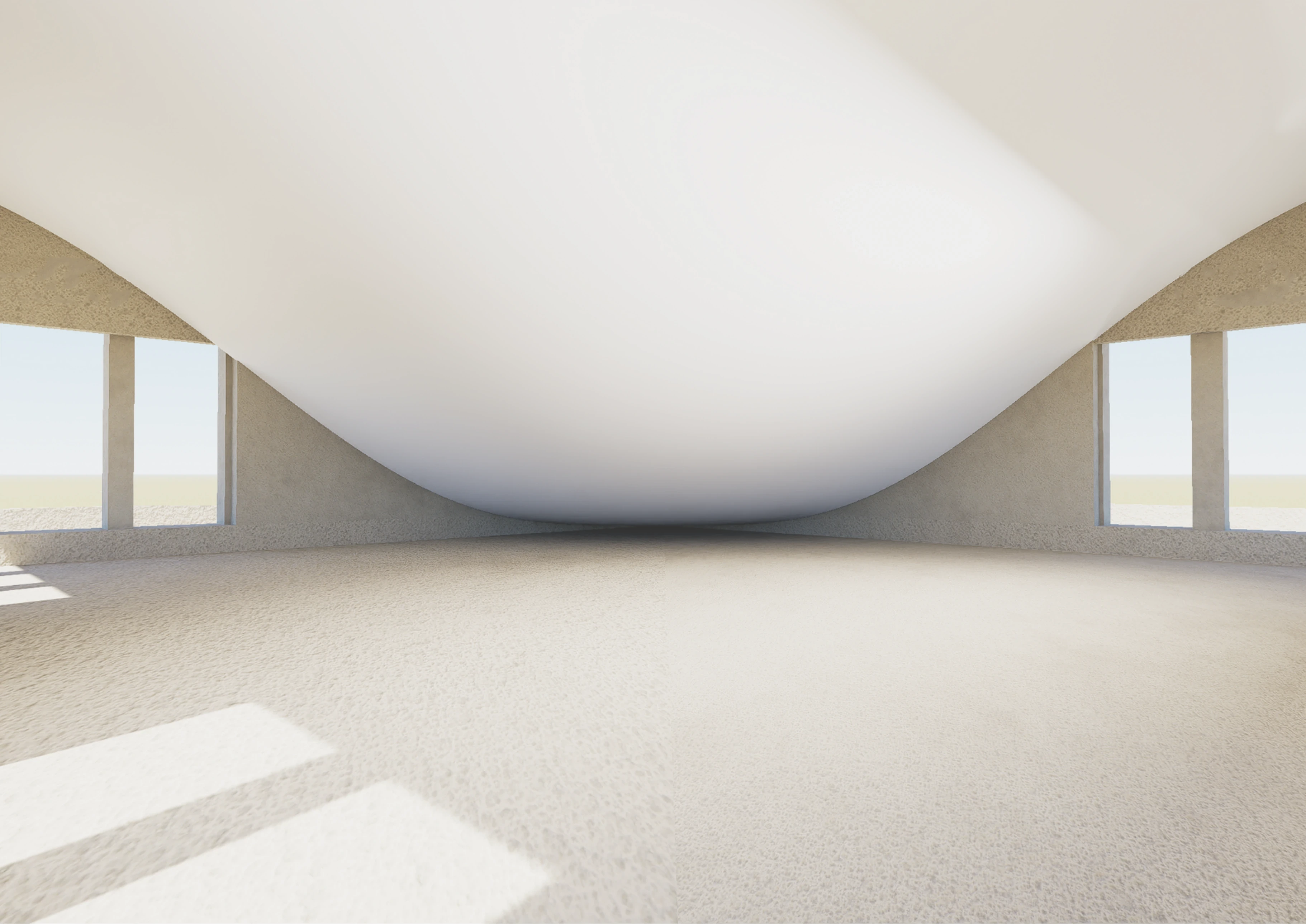 Near contact. Ceiling and ground approach until the body measures the remaining space.